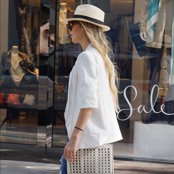 Style Link Miami Jackets & Blazers - White Scrunched Sleeve Blazer